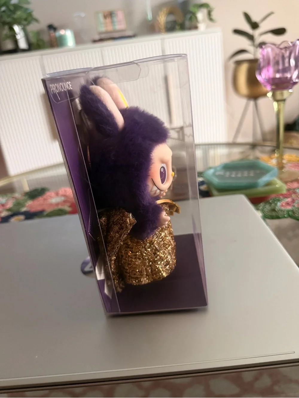Labubu x Pronounce Wings of Fortune Plush Keychain - Purple & Gold